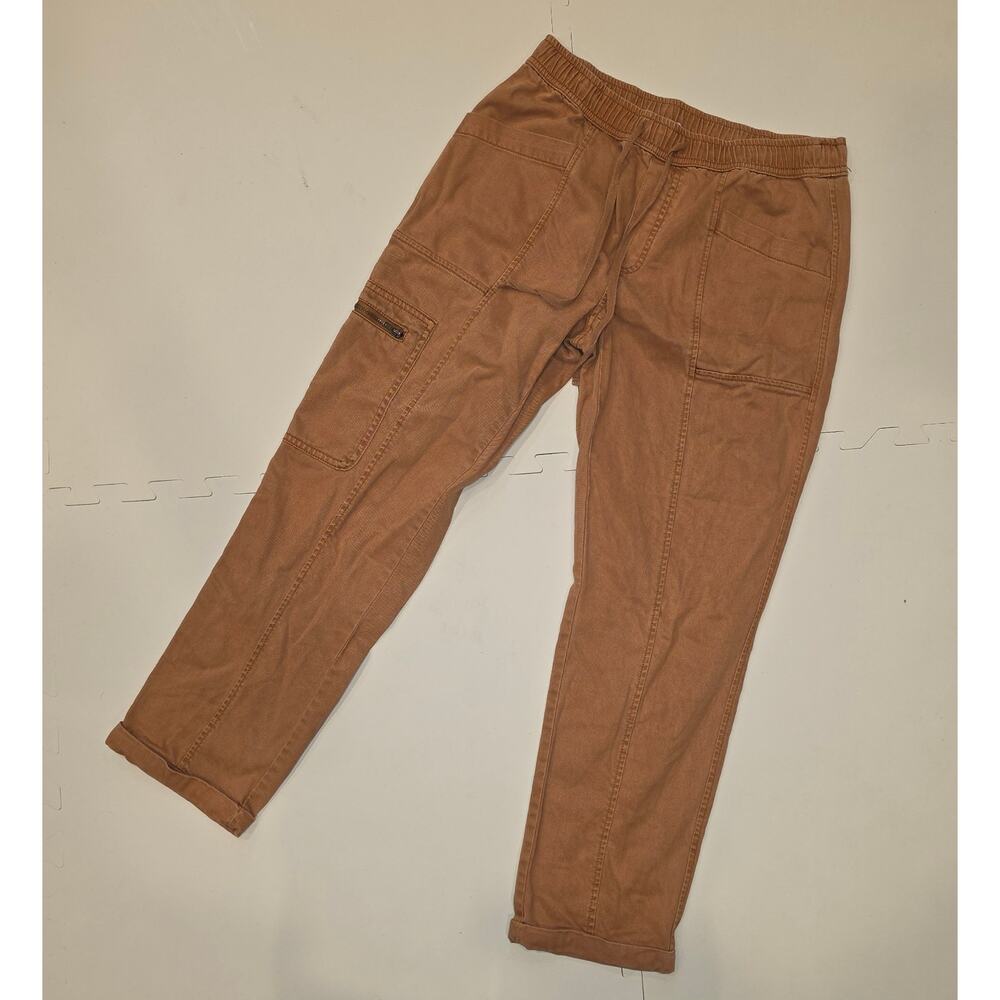 Nicole Miller New York tan‎ khaki, cargo ankle jeans, elastic waist sz 4